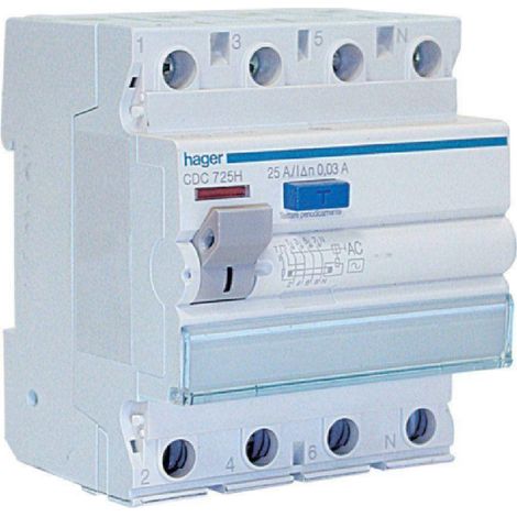 Hager differenziale modulare puro interruttore 4p 30 ma 25a 4moduli cdc725h