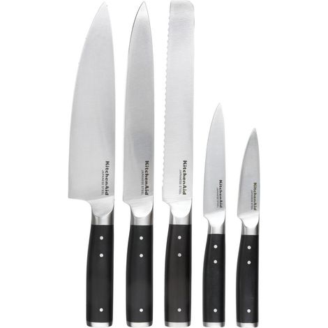 Juego de cuchillos en bloque de madera con afilador KitchenAid Gourmet, 7 piezas.