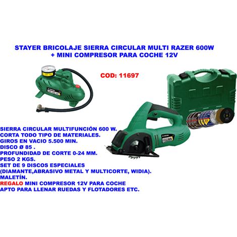 STAYER BRICOLAJE SIERRA CIRCULAR MULTIRAZER 85=600W+MINI COM.12V