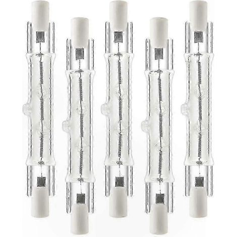 Lot de 5 ampoules halogènes R7 de 118 mm, 300 W, 230 V, lampes linéaires à intensité variable compatibles avec les chantiers de construction. (1/5)