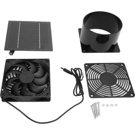 Ventilador extractor solar con brida de 5 W para conducto, 5 V, con panel solar, para invernadero, gallinero o refugio, resistente al agua IP65.