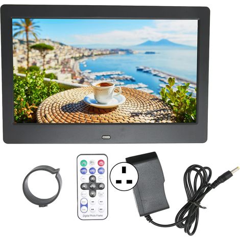 10,1-Zoll-HD-Digitalfotorahmen mit 1024 x 600 Pixeln, Smart-LCD-Display, Fernbedienung, 110–240 V, UK-Stecker, Schwarz (1/5)