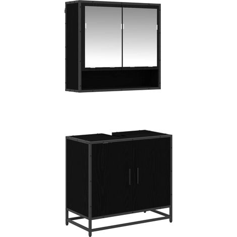 Maison Exclusive - Badezimmermöbel-Set 2 pcs Schwarz Eichen-Optik