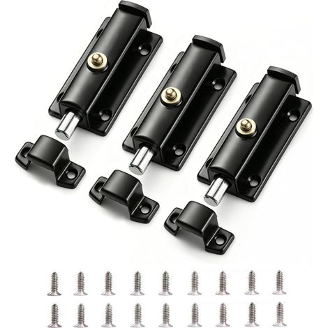 Lot de 3 verrous automatiques pour portail en acier inoxydable – Verrou à ressort auto-verrouillant pour jardin, clôture, étable, grange, porte extérieure – Anti-rouille et solidité (3 pouces) (1/5)