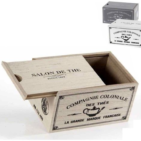 Boîte Pour Objets Sachets De Thé Dosettes De Café 16x11x9 Cm Décorations En Bois 738661 (1/4)