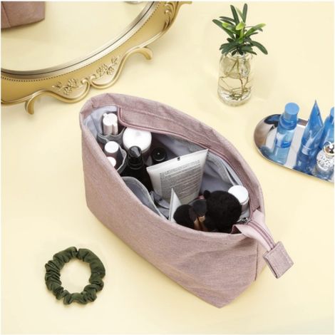 Grande trousse de toilette voyage étanche, pochette cosmétique portable unisexe finition lisse (1/5)