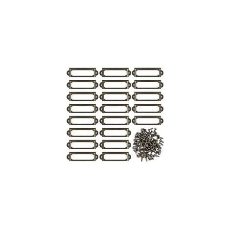 Lot de 50 porte-étiquettes en métal avec vis pour meubles, tiroirs, armoires, cartes, plaques de nom pour bureau, bibliothèque, étagères - Bronze (S-59 x 17 mm) H64 (1/5)