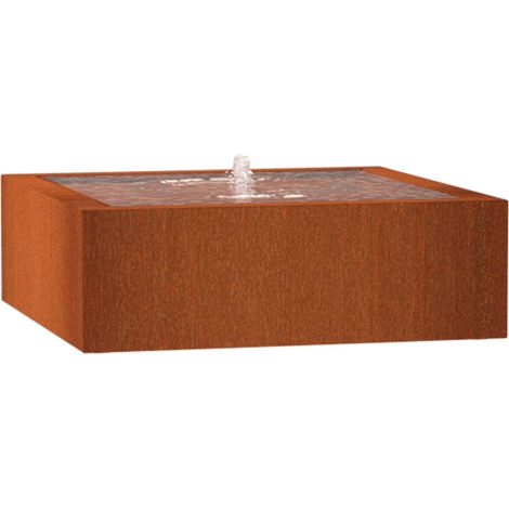 Adezz Wassertisch Corten-Stahl Rost braun/orange Wasserspiel mit Pumpe und LED verschiedene Größen 120x120x40 cm (1 Edelstahldüse) (1/5)