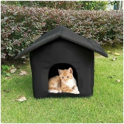 Ahlsen Wetterfestes Katzenhaus für den Außenbereich, Hundehaus für den Innenbereich, faltbares wetterfestes Katzenzelt, warmes Oxford-Tuch für den Winter, M (1/5)