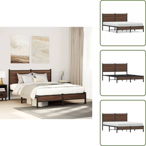Metallbett ohne Matratze Braun Eichen-Optik 140x200 cm - Metallbett - Doppelbett - Boxspringbetten - Bettsystem - Eiche Optik (1/5)
