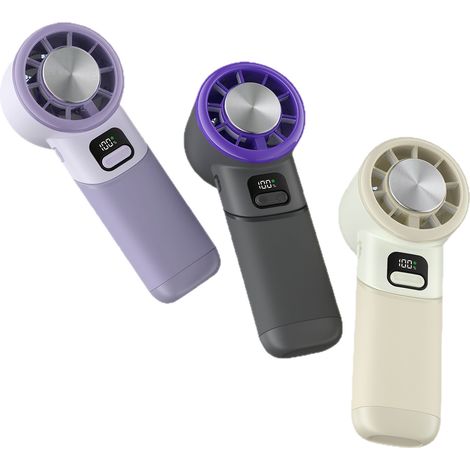 Mini-Ventilateur Turbo - Portabilité personnelle - Ice Cooler 5 vitesses écran LED - Voyage trajet plein air - Gris sidéral (1/2)
