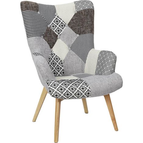 GIADA - Fauteuil Patchwork Motifs Grisés (1/5)