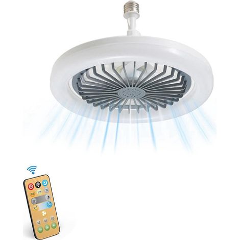 Ventilateur de plafond multidirectionnel avec télécommande, 25 cm (10 po), à visser dans la douille pour une ventilation améliorée et réglable. (1/5)