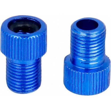 2 adaptateurs de valve de vélo SV vers AV - Adaptateur de valve de vélo en or massif pour vélos et pompes - Facile à utiliser (bleu) (1/5)