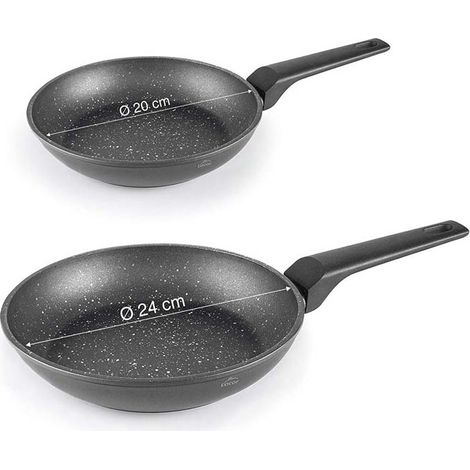 Set de 2 Sartenes de Aluminio Forjado, Antiadherentes, Apta para todo tipo de cocinas e inducción, Ø20 y Ø24 cm (1/5)
