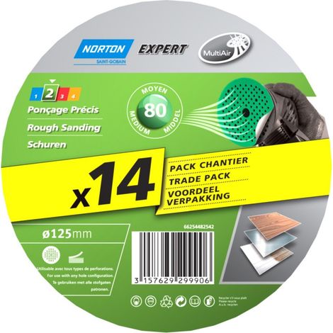 Norton - Dischi abrasivi Expert, 125 x 18 mm, grana 80 (Confezione da 14)