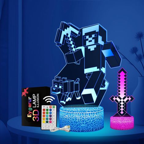 Lot de 2 Veilleuses LED 3D pour Enfants, Cadeau Surprise pour Garçons 3, 4, 5, 6-12 Ans, 16 Couleurs Télécommande USB Smart Lampe, Décoration de Chambre (1/5)