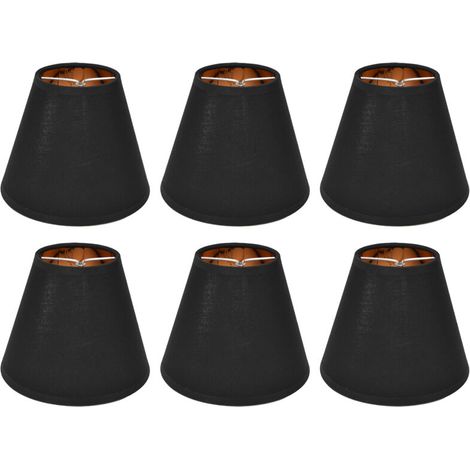 Abat-jour Clip-On en Tissu 6PCS E14, Design Moderne Noir+Liner Doré pour Lampe de Table ou Murale (1/5)