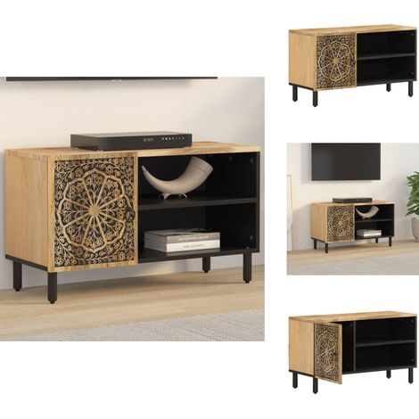 Meuble TV 80x31x46 cm bois massif de manguier - Meuble Tv - Meuble Televison - Meuble Retro - Mobilier Vintage - Meubles Salon (1/5)