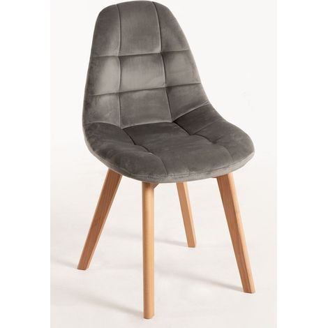 Sillas Comedor - Silla Kelen Terciopelo - Gris claro