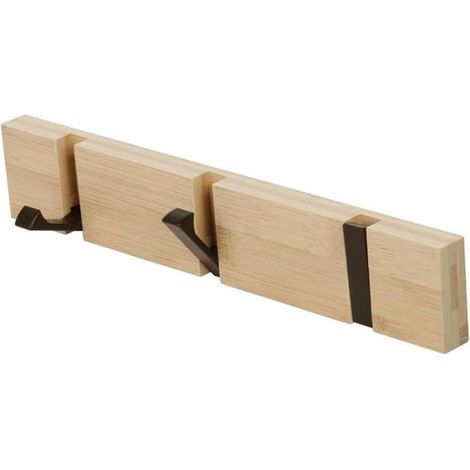 Porte-manteau mural peu encombrant avec 3 crochets pliables en bois, pour couloir, chambre et entrée (1/5)