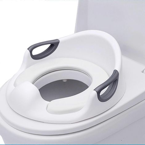 Siège de toilette pour l'apprentissage de la propreté, siège de toilette pour enfants avec poignée, anti-éclaboussures et antidérapant, convient aux toilettes rondes et ovales. (1/5)