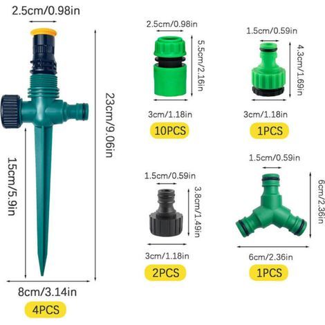 Arroseur Jardin,Arrosage Automatique pour Jardin,Arroseur de Pelouse 360,Arroseur de Jardin Multifonction-RéGlable Vec Raccord De Tuyau 1/2 et Y,Asperseur Arrosage,Arrosage Automatique Pelouse (1/3)
