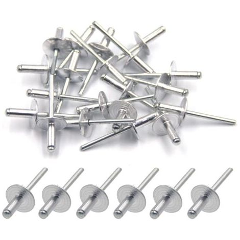 50pcs Rivets aveugles en aluminium avec large bride 4.8mm x 12mm, paquet de 50 (argenté) (1/5)