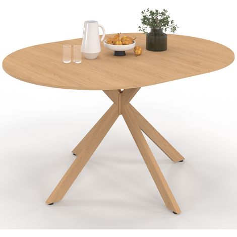 ALIX Tavolo da pranzo rotondo allungabile per 4-8 persone con gamba a ragno effetto faggio 110-150 cm