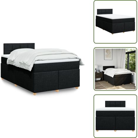 Sommier à lattes de lit avec matelas noir 120x190 cm tissu - Sommier À Lattes De Lit - Sommiers À Lattes De Lit - Lit - Meuble De Chambre À Coucher (1/5)