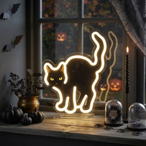 Scaredy Cat Acrylic Neon LED Table Decor (1/2)