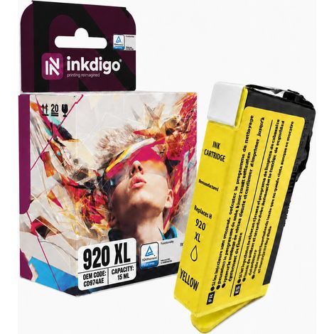 Inchiostro Inkdigo 920XL compatibile con HP OfficeJet 6000 6500APlus 7500A 6500, certificato TÜV. (1/5)
