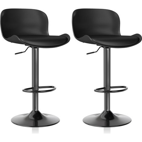 Modern Bar Stools,Barstool with backrest (Black,Set of 2)