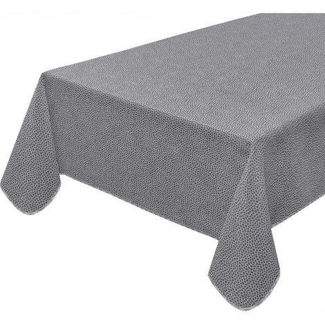 Tovaglia Antimacchia Maculata Bordata Cotone Plastificato Copritavolo Casa Cucina Grigio - 120x160 Cm