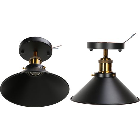 Plafonnier industriel E27 en fer forgé noir, idéal pour cuisine, couloir ou maison de campagne (85-240 V). (1/5)