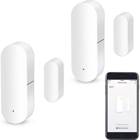WiFi-Türsensor, intelligenter Fensterkontaktsensor, kabelloser Alarm, kompatibel mit Alexa und Google Assistant, kein Hub erforderlich, 2er-Pack FLITI (1/4)