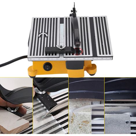 Mini Table Saw - Machine de coupe électrique portable en aluminium pour DIY - Table à onglets compacte pour artisanat bois et métal (1/4)