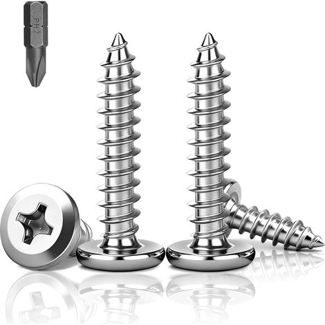 60 Pièces Vis Autotaraudeuses à Tête Plate Phillips M5x35mm, Vis Bois Acier Inoxydable 304 Filetage Complet, pour Bois Métal Montage Plastique Maintenance DIY (1/5)