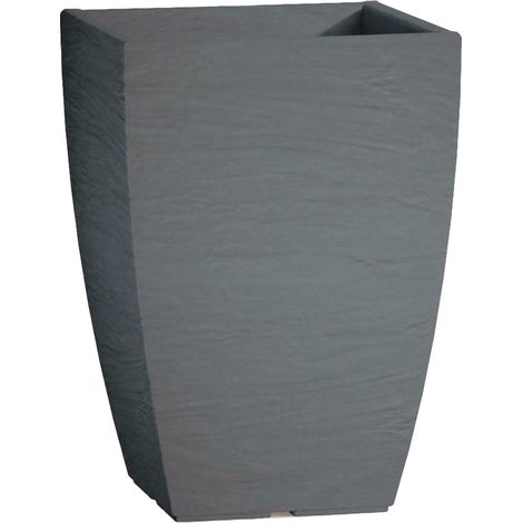 Quadratische Vase Cromia Adone, aus Herz, mit Dekoration  "Made in Italy" 27 x 27 x h 38 cm -Vase mit Untersetzer / Grau