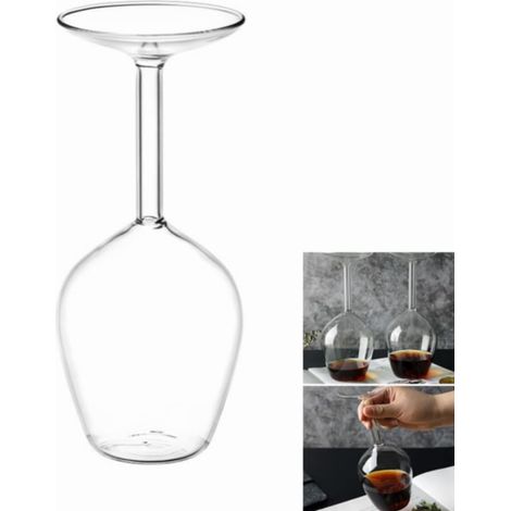 Verre à Vin Retourné - Verre à Vin en Verre Borosilicate 400 ml - Tige Longue - Usage Polyvalent - 1 Pièce (1/5)