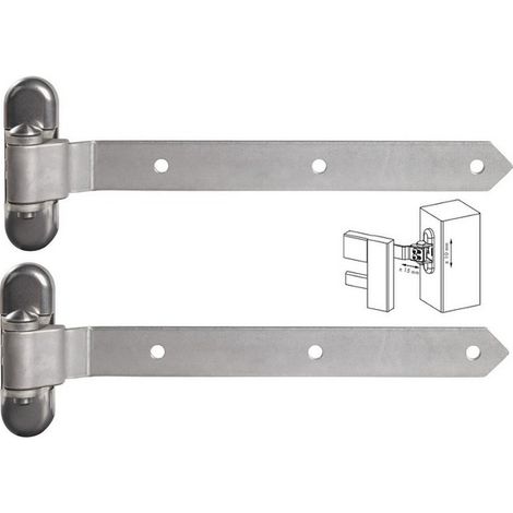 Locinox – Charnière pour porte en bois 3-D réglable – Longueur bras 350mm – Acier inoxydable – Vendu par 2 (1/3)
