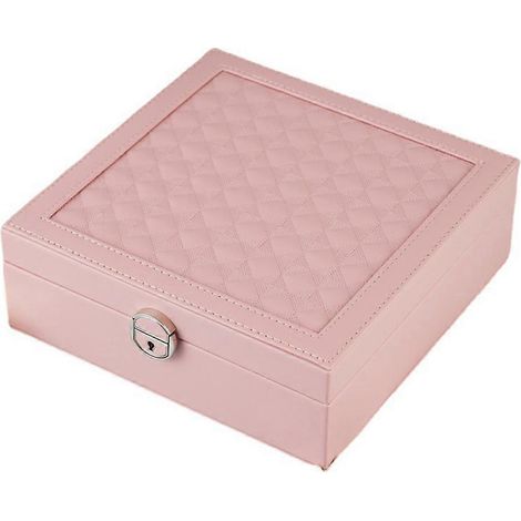 Boîte à bijoux rose girly, boîte de rangement en cuir pour bijoux et bagues, idéale pour ranger et présenter vos bijoux. (1/5)