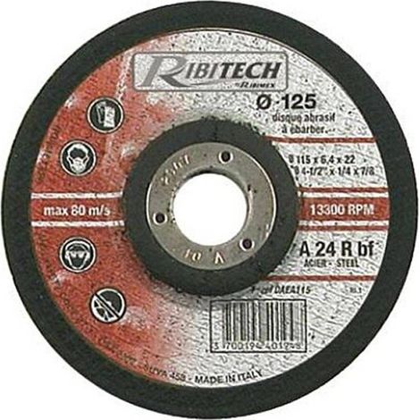 Disque Abrasif 125 mm - 125x6,4x22,2 mm - Pour Ébarber Acier - Performance Optimale - D-Work