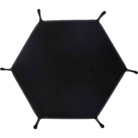 Boîte de rangement de bureau hexagonale en velours noir, cuir PU, organisateur pour bureau (1/4)
