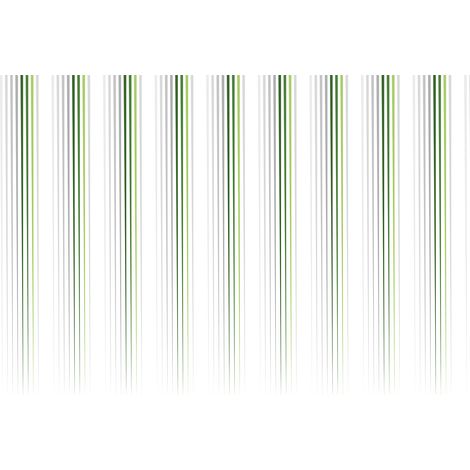 Papier peint panoramique géométriques lignes | Tapisserie panoramique design salle à manger et salon | Papier peint panoramique vert et blanc - 267 x 400 cm (4 pièces) (1/4)
