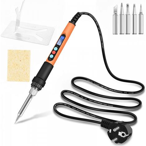 Fer à souder électrique, 90W Fer a Souder Etain Soudure Température Réglable 100℃480℃ Visible Fer a Souder Électrique avec l'Interrupteur ON/OFF, 5 Pointes de Rechange pour Réparation Soudage (1/5)