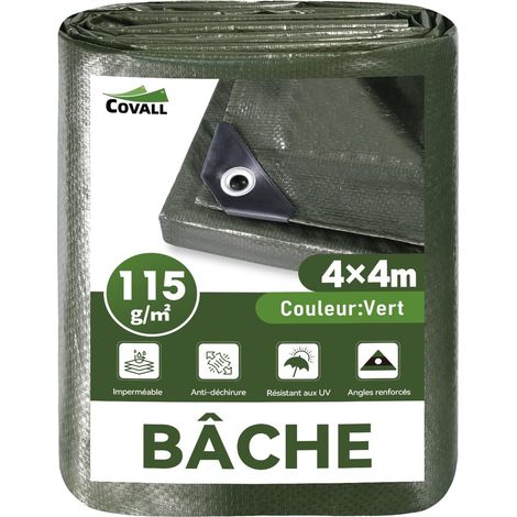 bâche Verte imperméable 115g/m² 4x4m, Protection extérieure Anti-UV, Anti-déchirement,œillets métalliques Tous Les 50cm,Fixation Facile, pour Jardin, poulailler,Bois,Piscine,toiture (1/5)