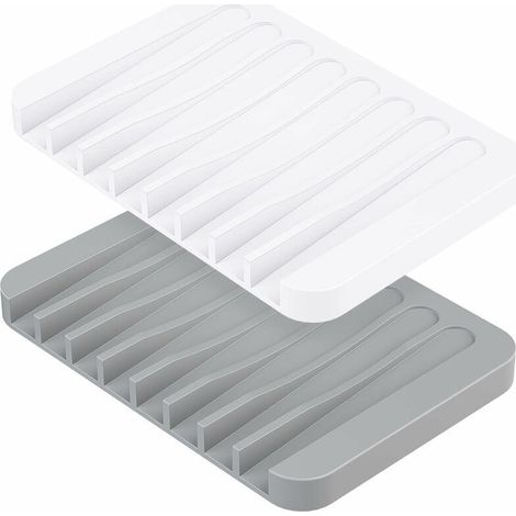 2er-Set Seifenschalen, Silikon-Seifenhalter mit Abflussloch, Silikon-Seifenschale für Bad und Dusche, rutschfester Seifenhalter für Bad und Küche - Crezuo