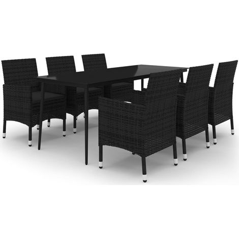 Set comedor de jardín 7 pzas y cojines ratán sintético y vidrio vidaXL (1/5)