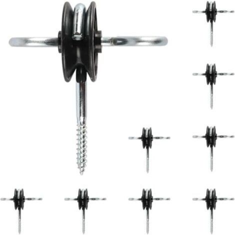 Lot de 10 isolateurs d'ancrage de Portail, isolateurs de Crochet de clôture électrique Double Face, isolateurs à Visser pour poteaux en Bois, connecteur de poignée de passerelle Durable (1/5)